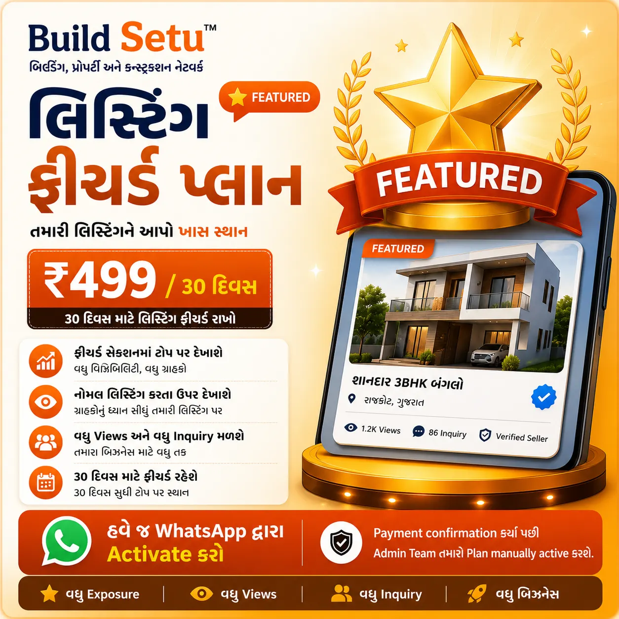 લિસ્ટીંગ ફીચર્ડ કરવા માટે